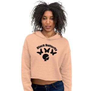 Cropped Hoodie, Black butterfly Cropped Hoodie